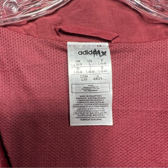 Adidas Burgundy Windbreaker Track Jacket Full Zip Women’s Size Large Colorblock - Picture 6 of 12